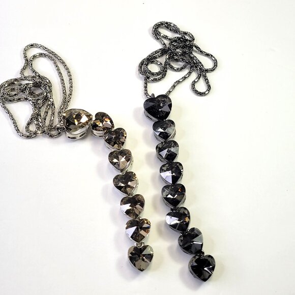 Crystal Heart Shape Pendants Necklace Long Statement Heart shape Necklace - Picture 6 of 8
